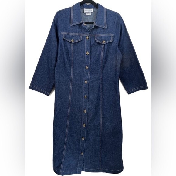 Morning Side Dresses & Skirts - VTG 90's Denim Shirt Dress Womens Button Down 100% Cotton Size 12 Girlhood